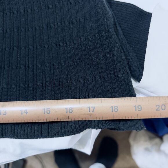 Notation Black Sweater White Collar Sleeve Bottom Trim Large - Picture 8 of 11